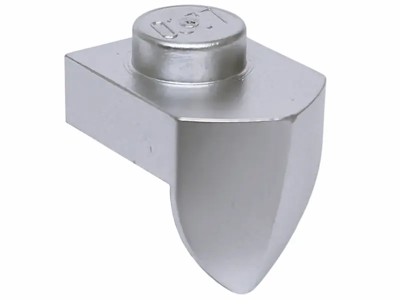 Metallic Silver Plate, Modified 1 x 1 with Tooth Vertical