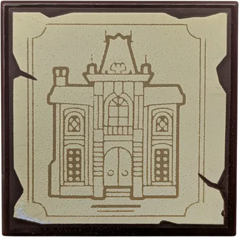 Dark Brown Tile 2 x 2 with Dark Tan Mayor Manor Sketch on Tan Background Pattern