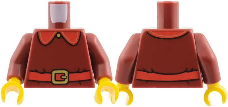 Dark Red Torso Red Collar and Belt, Gold Button, and Buckle Pattern / Dark Red Arms / Yellow Hands