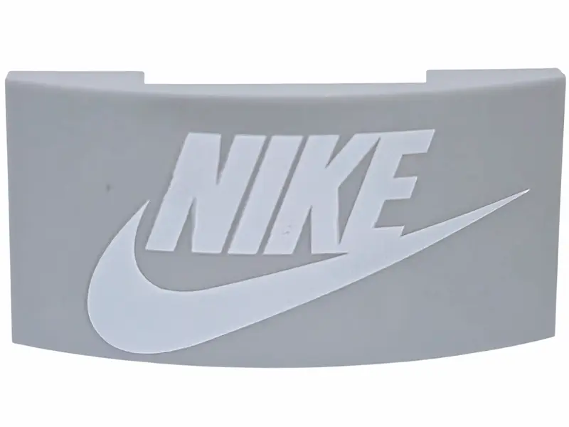 Light Bluish Gray Slope, Curved 4 x 2 x 2/3 Double with White 'NIKE' and Swoosh Logo Pattern