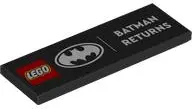 Black Tile 2 x 6 with LEGO Batman Logo and White 'BATMAN RETURNS' Pattern