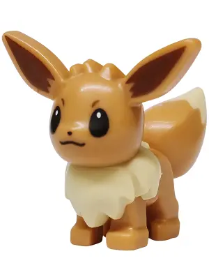 Medium Nougat Pokémon Eevee with Molded Tan Fur and Printed Black Eyes and Reddish Brown Auricles Pa