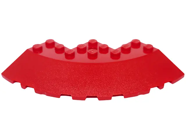 Red Brick, Round Corner 8 x 8 with Slope 33 Edge, Axle Hole, Facet Cutout