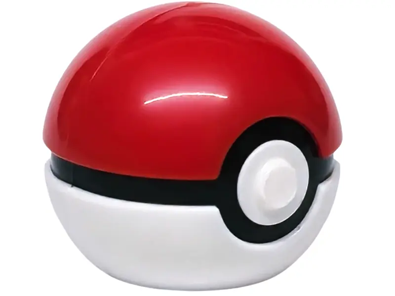 White Ball, Pokémon Poké Ball with Molded Red Top and Black Band Pattern