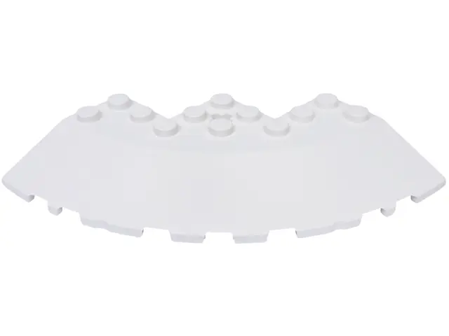 White Brick, Round Corner 8 x 8 with Slope 33 Edge, Axle Hole, Facet Cutout