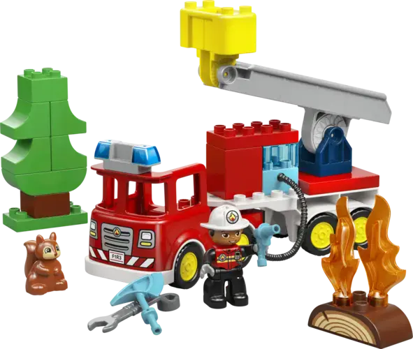 Fire Truck with Hose and Firefighter