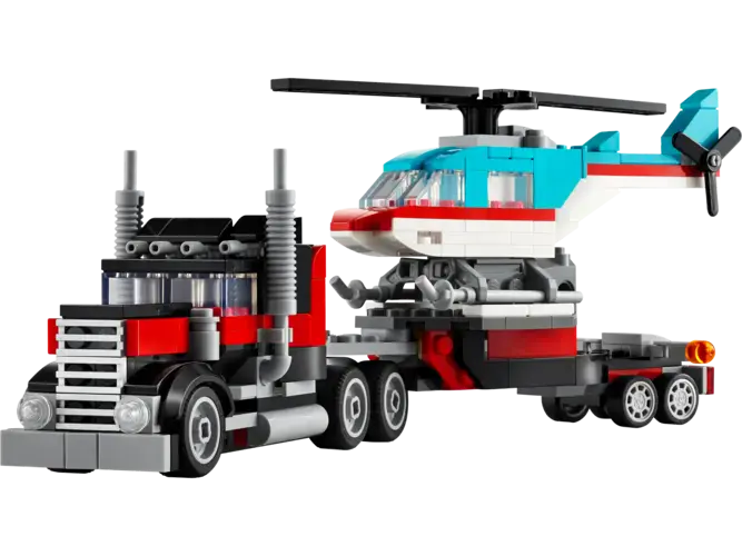 Flatbed Truck with Helicopter