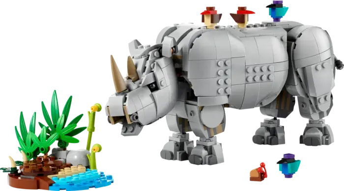 Wild Animals: Majestic Rhino with Birds