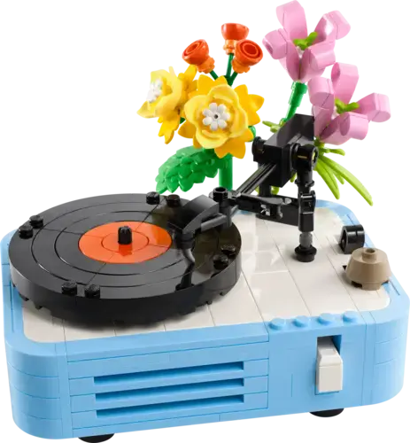 Record Player with Flowers