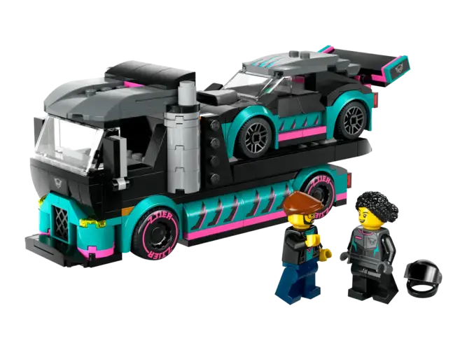 Race Car and Car Carrier Truck
