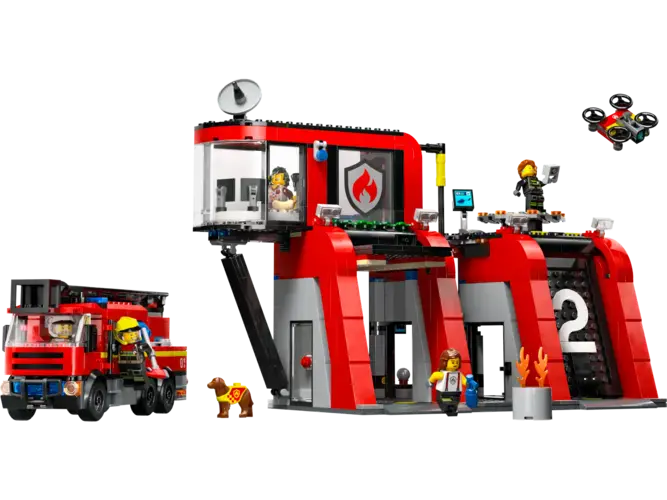 Fire Station with Fire Truck