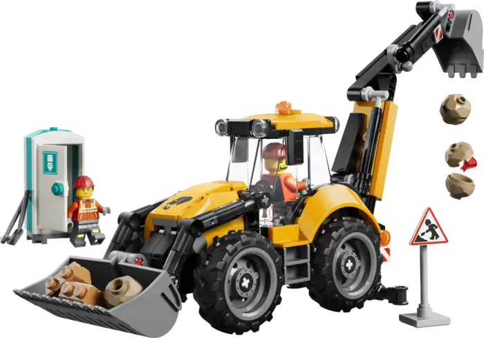 Yellow Backhoe Loader