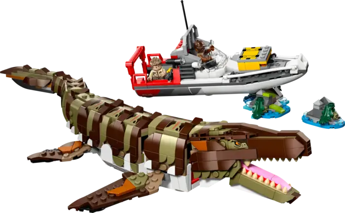 Brick-Built Mosasaurus Boat Mission